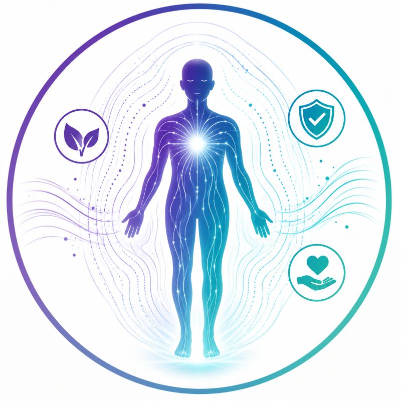 Icône représentant le Bio-Champ dans la méthode Kinémotion®, illustrant le champ énergétique qui entoure le corps humain et participe à son équilibre global.