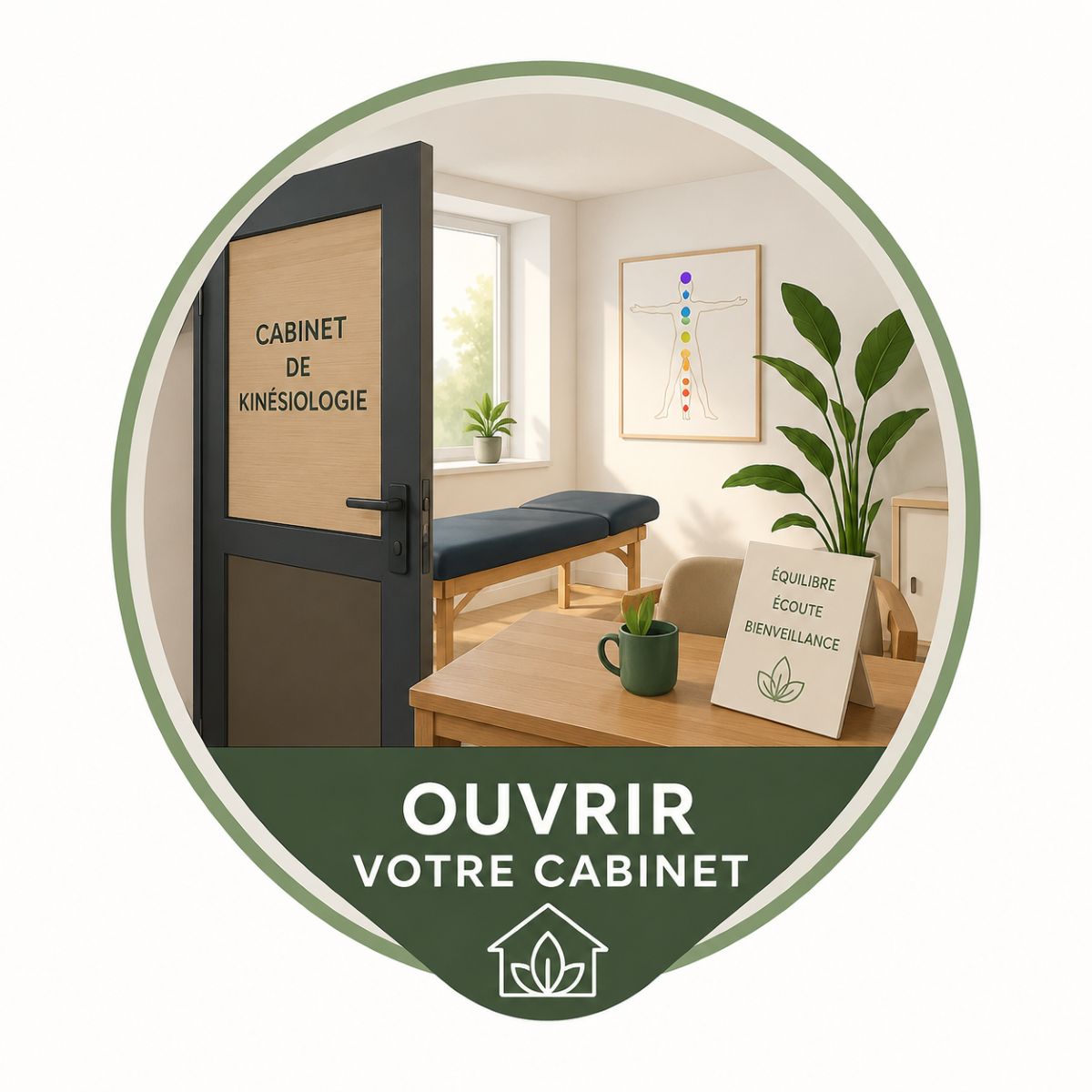 Illustration représentant l'ouverture d'un cabinet de kinésiologie après une formation professionnelle à l'École AS.